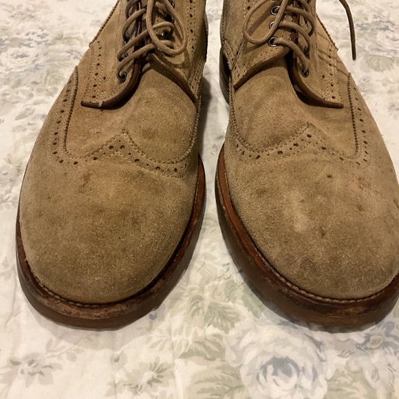 Aquatalia Carson Wingtip Light Brown Tan Suede Oxford Brogue Size 12 $450 - Picture 2 of 11